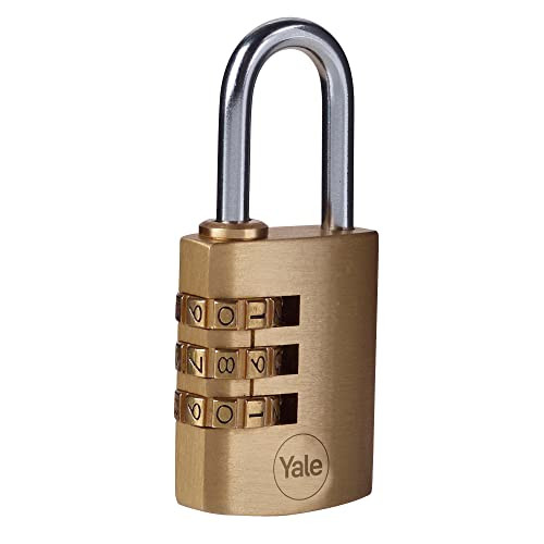 Yale Messing Combinatie Hangslot met 3 Cijfers en Open Stalen Beugel - 30 mm