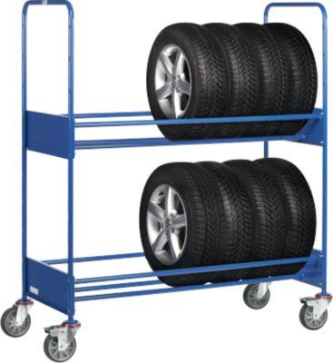 Reifenwagen Fetra 4586, bis 250 kg, 2 Etagen mit variabel verschraubbaren Reifenträgern, Ladefläche L 1420 x B 600 mm, TPE-Bereifung