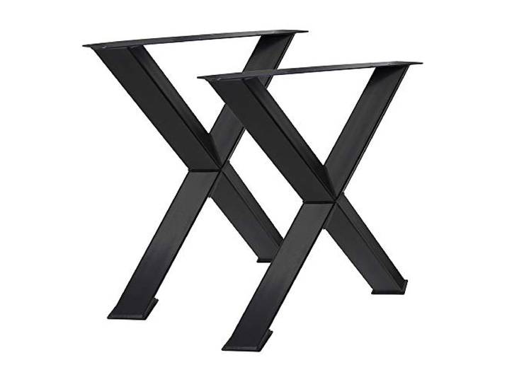 Bentatec 2 Stück - NEW Tischgestell X 45°- 8080 Schwarz matt Tischbeine Tischgestell Tischkufen Esstisch