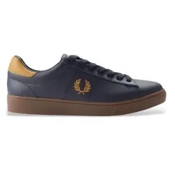 Fred Perry für Herren. B4334-608 Spencer Sneaker aus marineblauem Leder (46), Wohnung, Schnürsenkel, Lässig