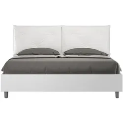 Itamoby Egos Appia 160x190 Doppelbett aus weißem Bait mit Kunstlederkissen