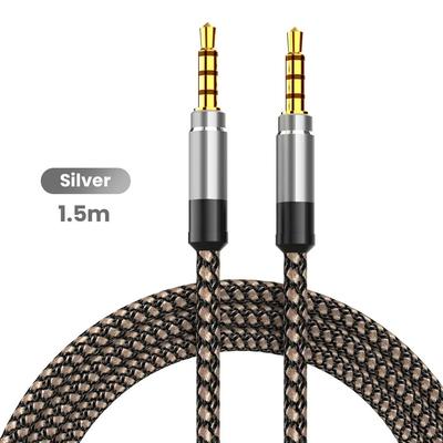 Male To Male Audio Cable Adapter, Headset Audio Speaker Cord, Earphone Audio Data Converter silver