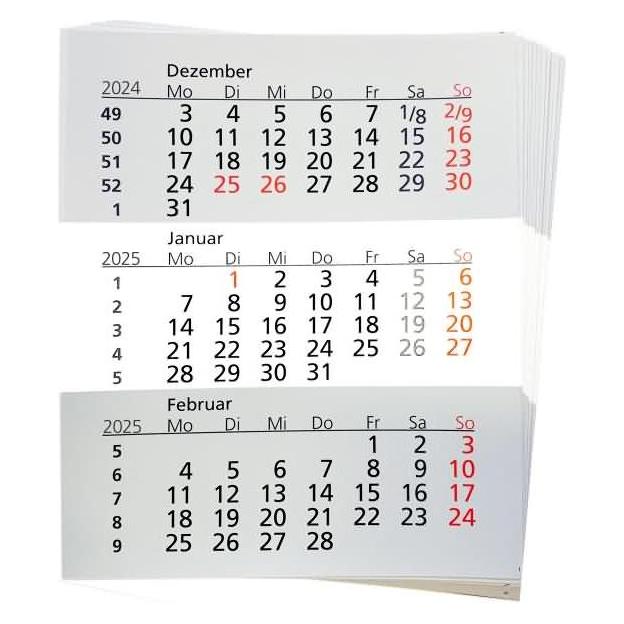 Güss Einlage für 3-Monatstischkalender 13x16cm Kalendarium 2025 (55033E)