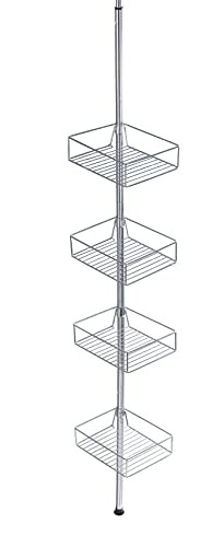 WENKO Telescopisch rek Domaso roestvrij staal met 4 manden zilver B: 25 cm, D: 65 cm, H: 65-275 cm