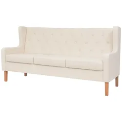vidaXL Sofa-Set 3-tlg. Stoff Cremeweiß
