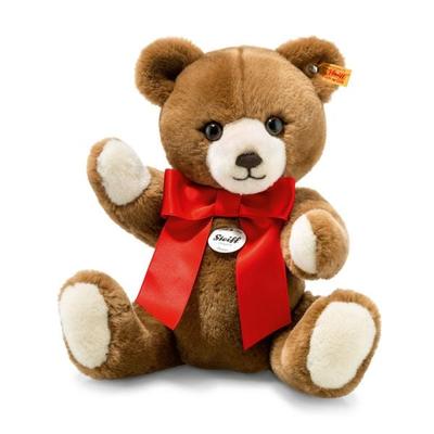 Steiff 12402 - Petsy Teddybär, mit roter Schleife, Plüsch, caramel, 28 cm