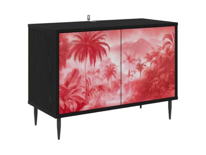 TV-Schrank AACHEN Schwarz Eichen-Optik Holzwerkstoff 69x33x50,5 cm Stauraum für Medien, erhöhte Füße, pflegeleichte Oberfläche, modernes Design