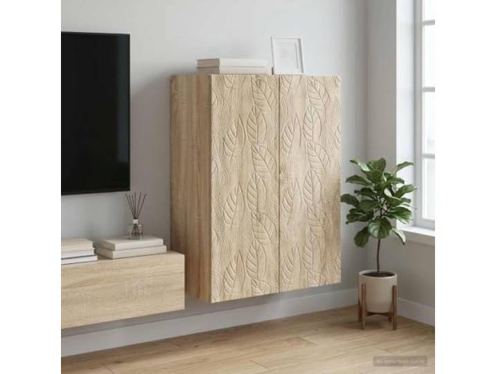 Wandschrank Holzwerkstoff Sonoma-Eiche 66x34,5x90 cm mit Pendeltüren Wandmontage, platzsparend, 90 Grad Pendeltüren, Holzbretter, pflegeleicht, robust, vielseitig