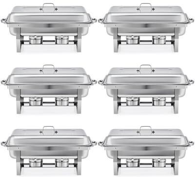 CO-Z 8QT 2-Pan Stainless Steel Rectangle Chafing Dish - 6 Piece