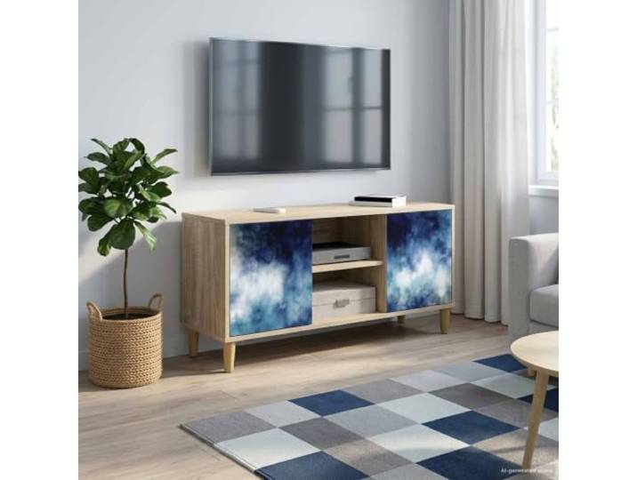 GKMBCVDFR TV-Schrank RAALTE 102 x 33 x 50 cm Sonoma Holzwerkstoff Lowboard Elegante rechteckige Form, erhöhte Füße, geräumige Fächer, dekoratives Muster, stabile Holzwerkstoff-Konstruktion