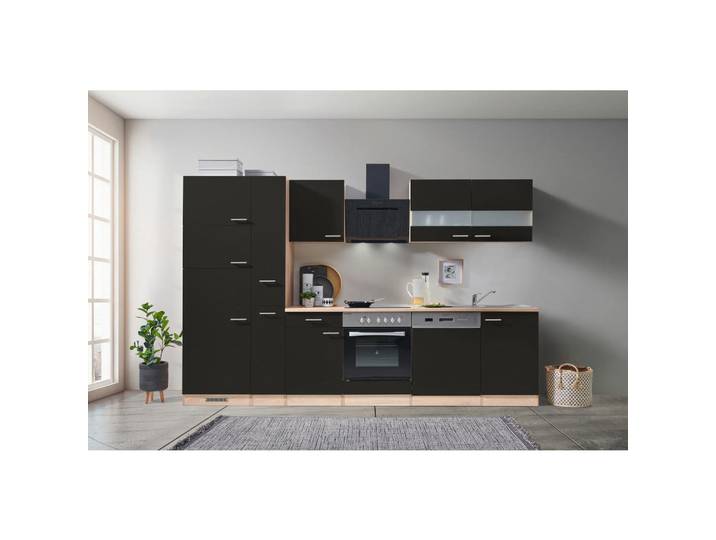 Respekta Küchenblock, Schwarz, Eichefarben, Holzwerkstoff, Respekta, 1 Schublade(n),1 Schublade(n) Schubladen, nur wie online abgebildet bestellbar, 310 cm, Küchen, Küchenblöcke, Küchenzeilen, Küchenzeilen mit Geräten