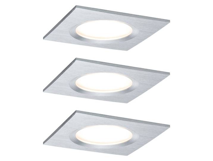 Paulmann Coin Slim LED-Einbauspot 3er eckig alu Slim, dimmbar, alu / grau / zink, für Wohn- / Esszimmer, Aluminium, Modern, Einbauleuchte