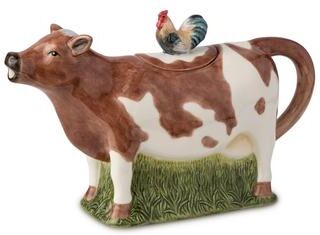 "Certified International Vintage Farm 3-D Cow Teapot - 10.50""W x 3.25""D x 6.00""H"