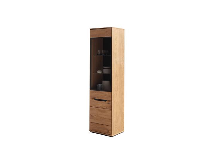 Vitrine mit Glastür Wildeiche massiv geölt Breite 53 cm - ARAYA