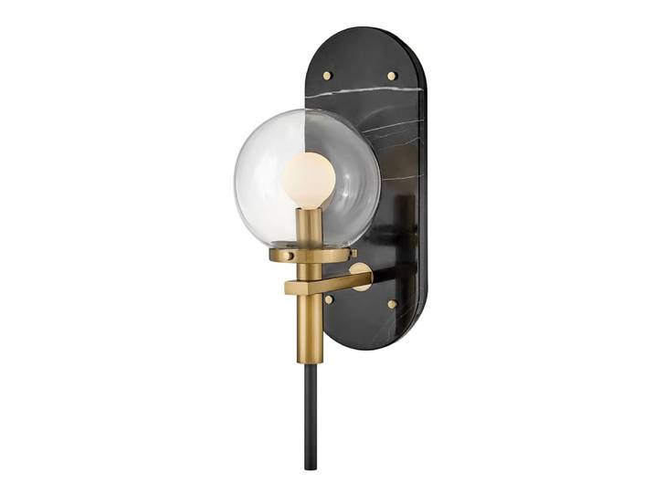Applique Murale Acier, Verre transparent Noir avec laiton
