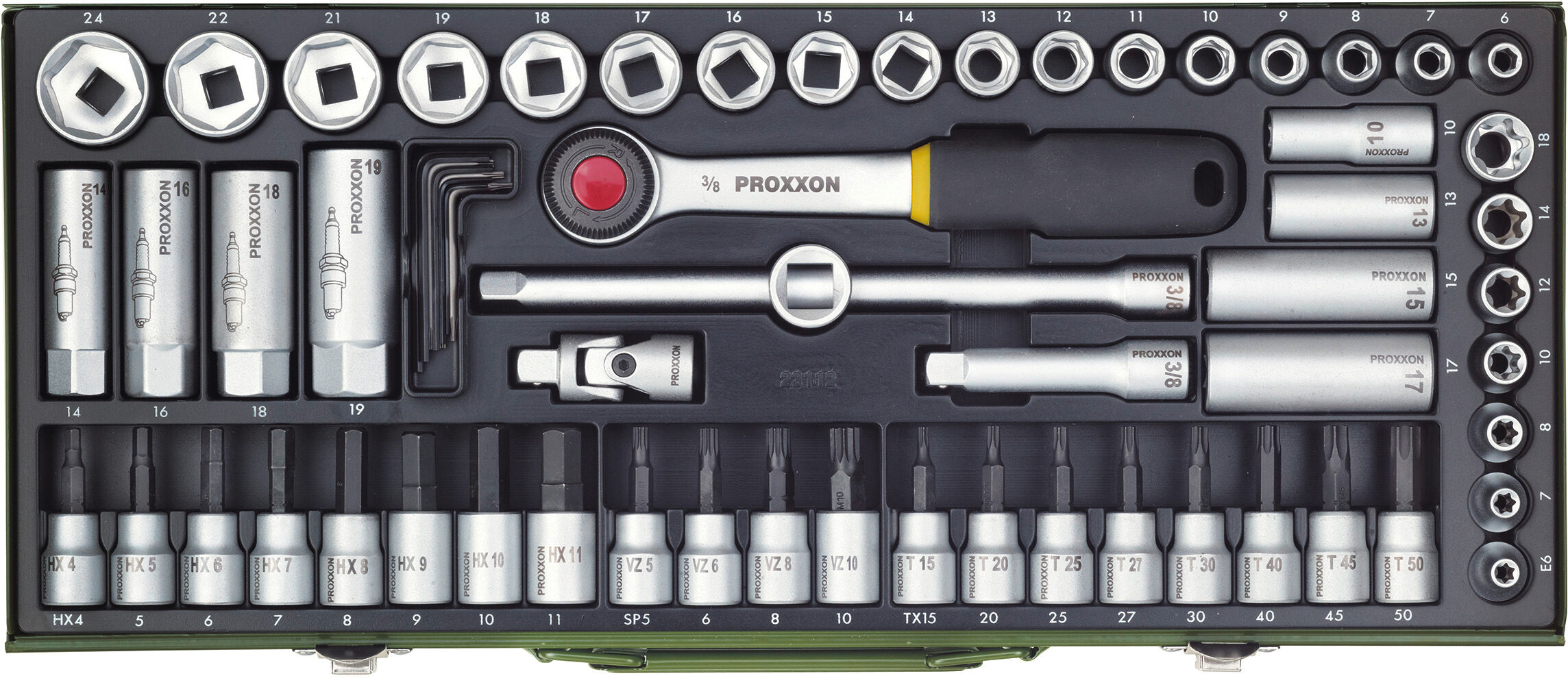 Proxxon Steckschlüsselsatz Super-Kompaktsatz 3/8 Zoll (65-Tlg.) 23112