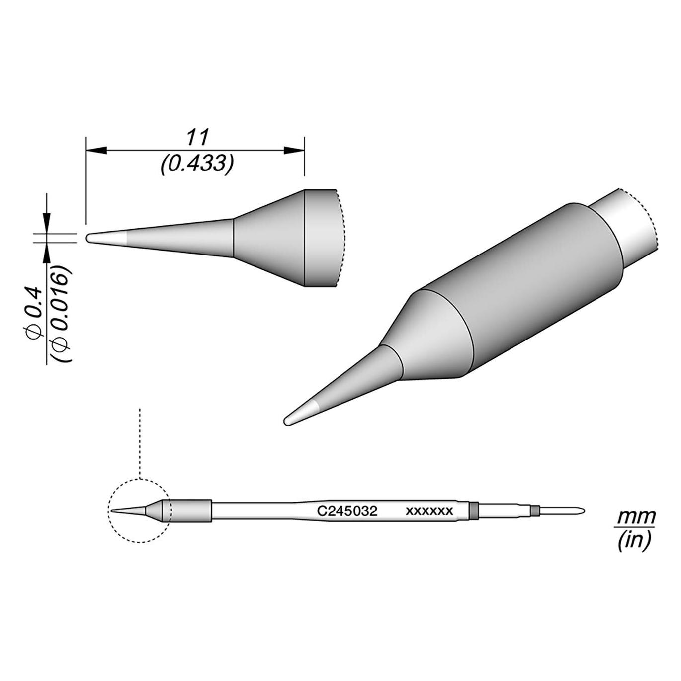 JBC Lötspitze Rund Ø 0.4 mm (Lötspitze) (C245032)