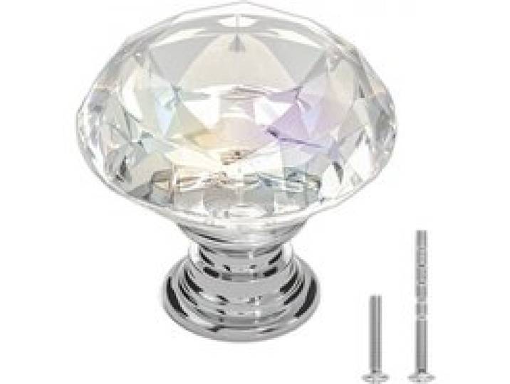 VEVOR Möbelknöpfe, 12er-Pack, 31 mm Schrankknöpfe aus Acryl & Zinklegierung, Schubladenknöpfe, massive Küchenknöpfe in Diamantform, Knauf mit Schrauben für Badezimmer, Schränke, Schubladen