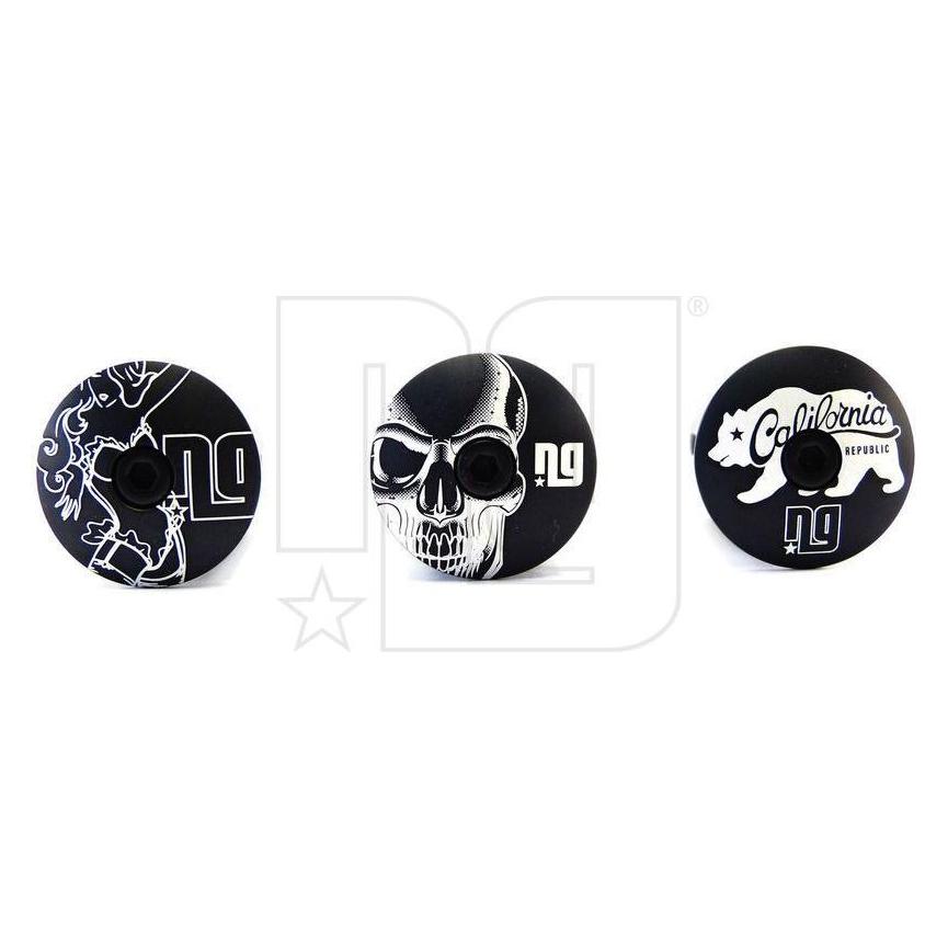 NG Sports Lenkerendkappen Road, verschraubbar, Aluminium, 18-21mm, Skull Edition, matte black (40102628)