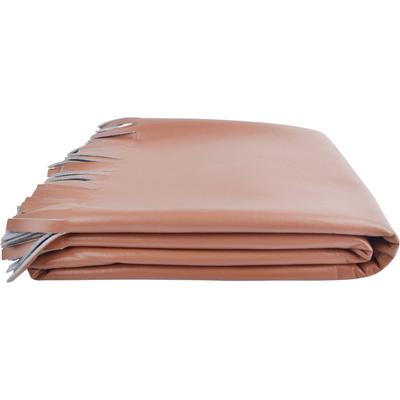 Wohndecke ZOEPPRITZ1828 "Soft-Vegan Fringe", braun (camel), B:135cm L:190cm, Mischgewebe, Polyester, Viskose, Wohndecken, Wohndecke, edle Doubleface Kunstlederdecke