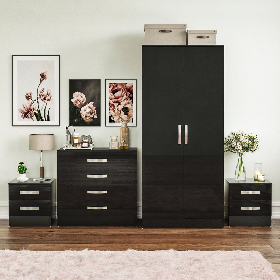 17 Stories Arkadij 4 Piece Bedroom Set Black