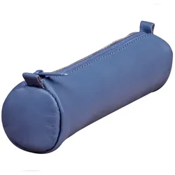 Clairefontaine 8x Age Bag, kleines Schlampermäppchen aus Leder, rund 18,5xØ4 cm - Blau 77024C