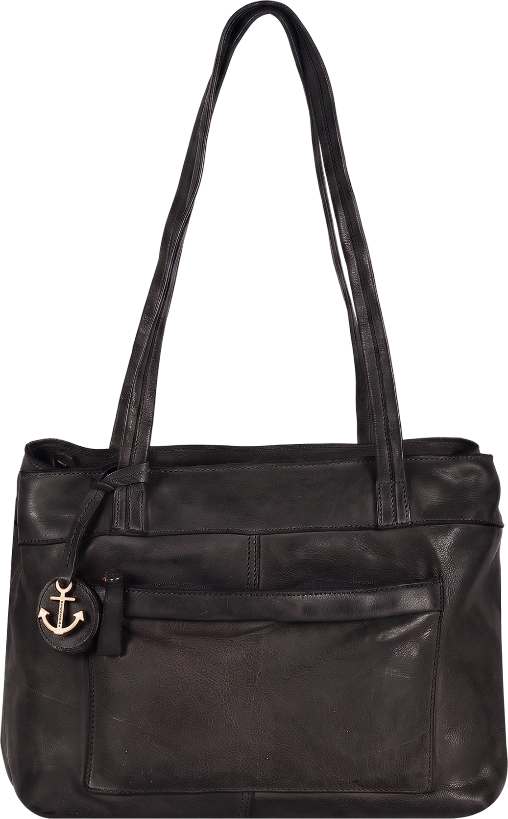 Shopper HARBOUR 2ND, Damen, Gr. B/H/T: 33cm x 24cm x 15cm, schwarz, Rindsleder, unifarben, Taschen Shopper, Damen Schultertasche, Umhängetasche mit dekorativem Anhänger schwarz B/H/T: 33cm x 24cm x 15cm