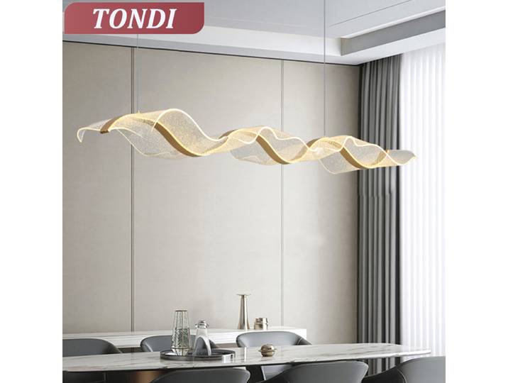 Nordique créatif Led lustre Design longue vague pendentif lumières Restaurant Bar lampe salle à manger décor à la maison luminaire suspendu