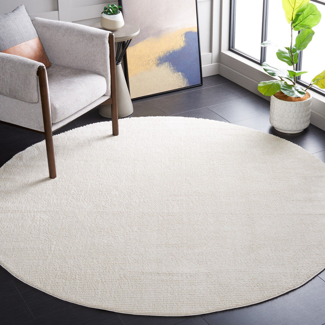 Blue Elephant Solid Colour Area Rug Ivory Round 201 cm