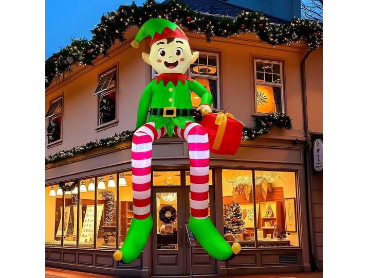 8FT gonflables de noël assis elfe décoration LED lumières enfants jouets gonflables de noël cour extérieure jardin décor cadeaux