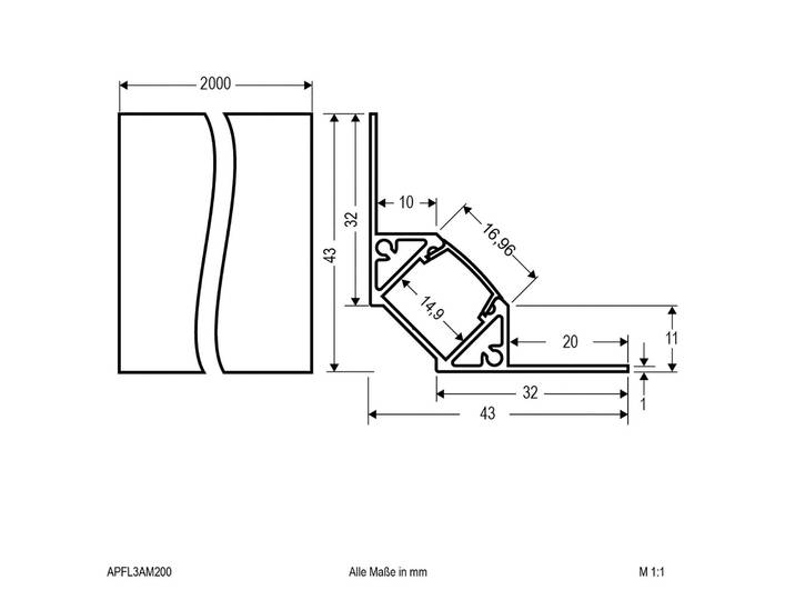 EVN APFL3 alu-tegel-hoekprofiel binnen 200cmx4,3cm, alu / grijs / zink, Aluminium