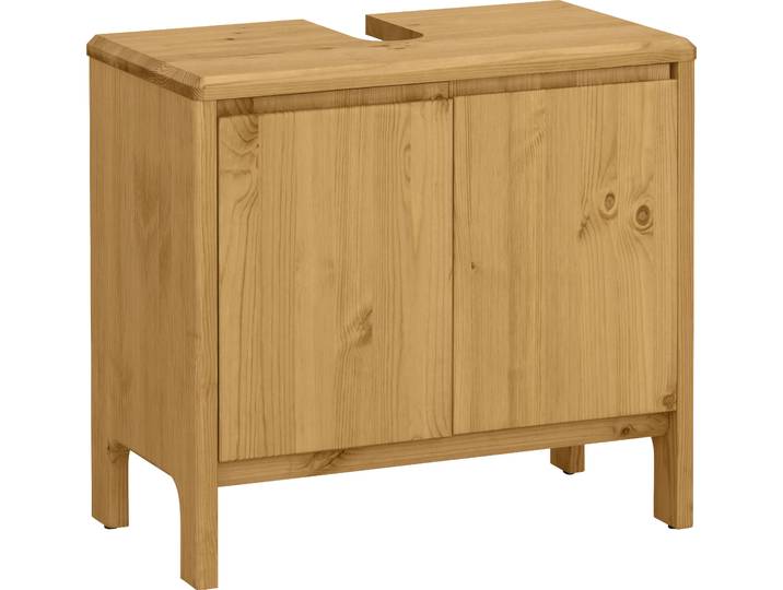 Waschbeckenunterschrank GOODPRODUCT Jorrick , beige (natur), B:60cm H:55,5cm T:34,2cm, Massivholz, Schränke, Waschbeckenunterschrank, Breite 60 cm, Kiefer mit Bio Öl/Wachs behandelt, Siphonausschnitt