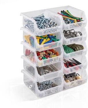 Sorbus Open Front Stackable Garage Storage Bin – Heavy Duty Plastic Organizer Tote for Tools, Hardware & Shelving