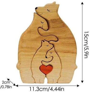 Uplift Treasures Bear Family Wooden Art Puzzle DIY Desktop Decor 4 Bears
