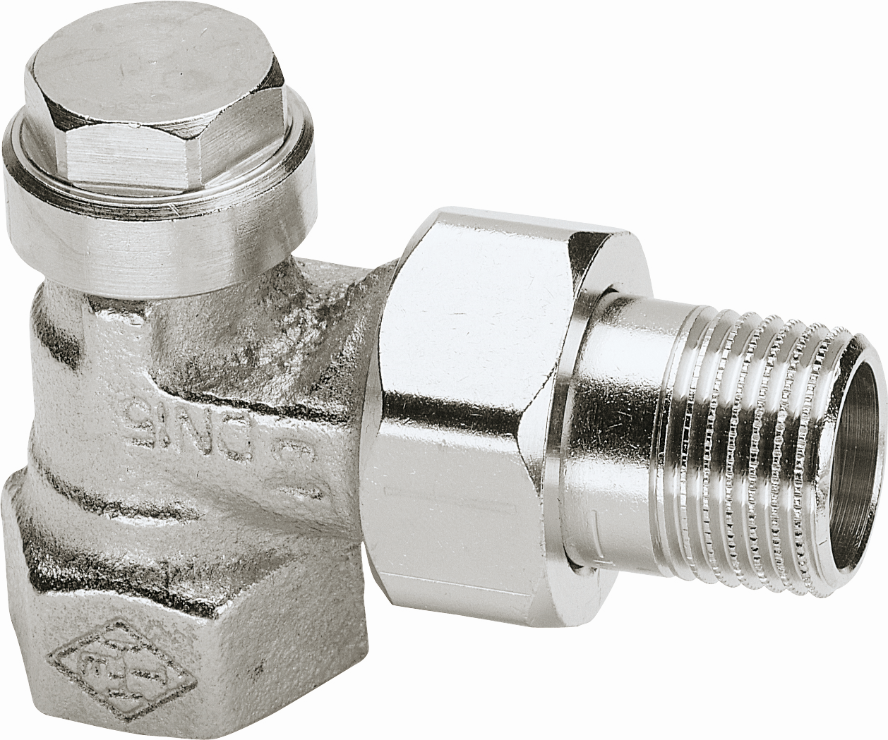 Heimeier raccord à vis de retour 035102000 coin 2000 / 2 ", nickelé, verrouillable / réglable