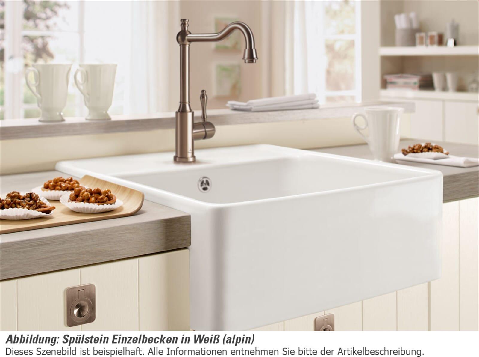 Villeroy & Boch Spülstein Einzelbecken Spülstein Einzelbecken mit Excenterbetätigung in Stone White