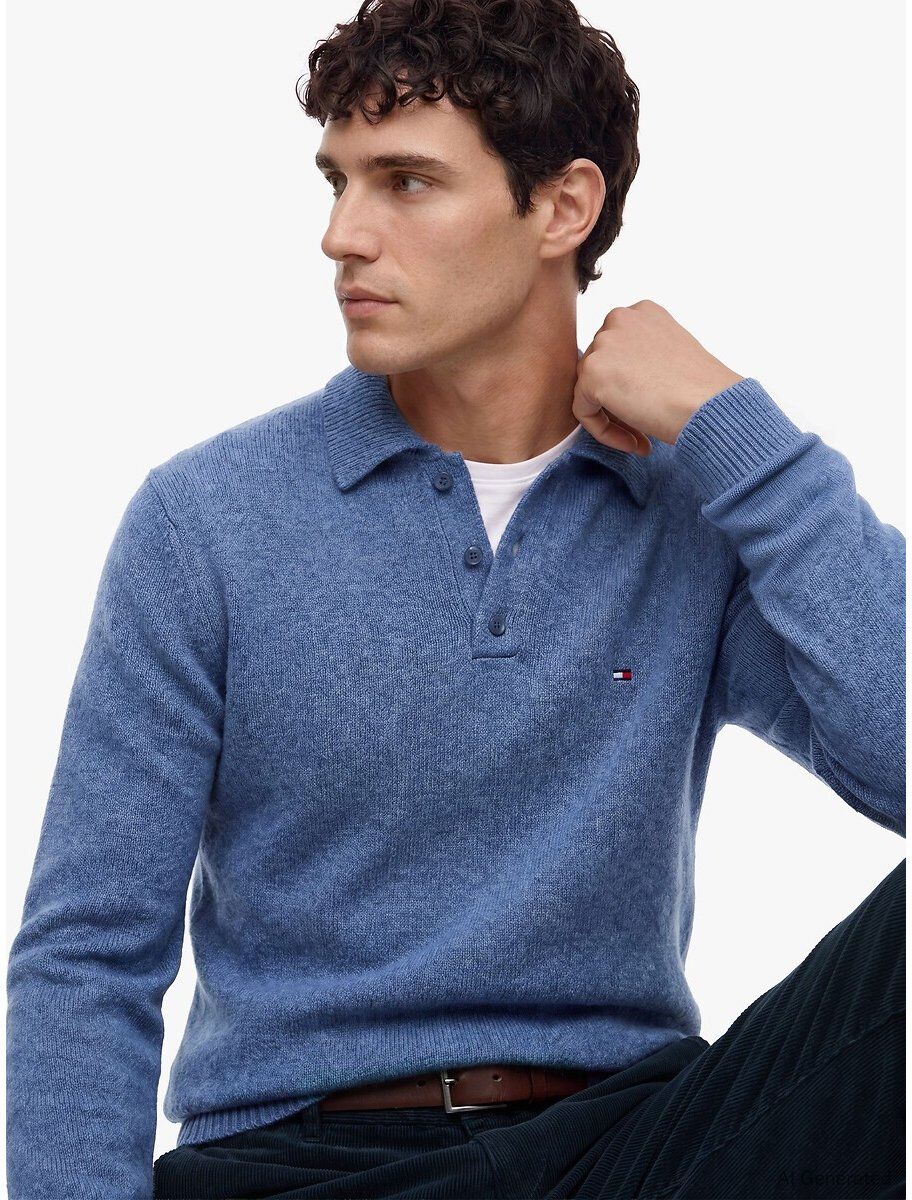 TOMMY HILFIGER Pull col boutonné, en laine