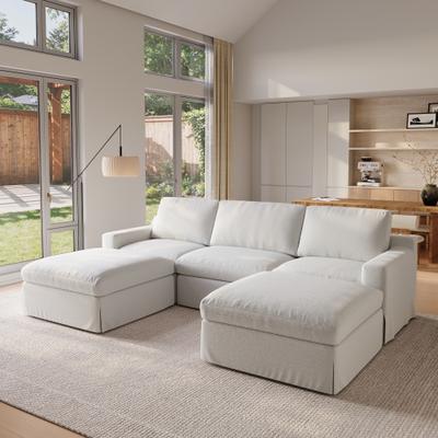 Magic Home "Modular Sectional Sofa Couch with 2 Ottoman for Living Room Set - 115.8"" W"