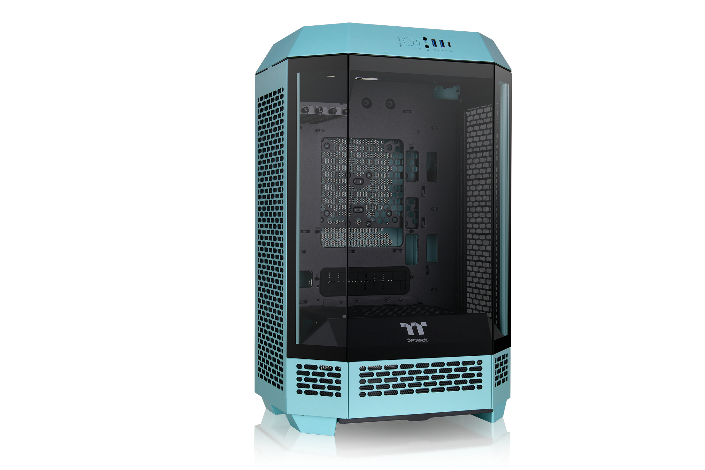 Thermaltake The Tower 300 Gaming PC Gehäuse Micro-Tower Blau Seitenfenster