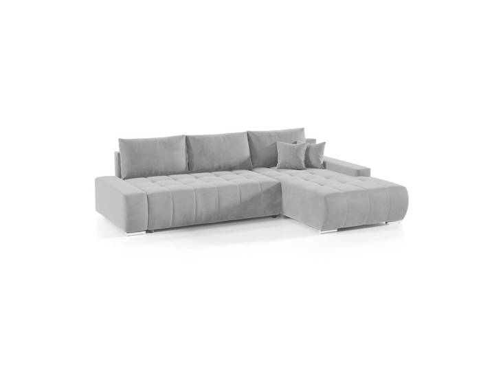 Fedve Ecksofa mit Schlaffunktion Dhaka L, Hellgrau, L-Form, 265x185 cm, Wohnzimmer, Sofas & Couches, Wohnlandschaften, Ecksofas