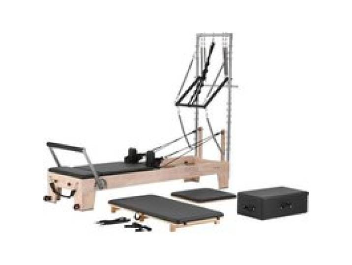 VEVOR Reformer Pilates en Bois, Machine de Pilates Charge 181,44 kg, Équipement d'Entraînement avec Double Résistance, Boîte et Planche de Saut, pour Avancés et Débutants, Domicile Studio de Yoga