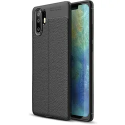 Screenguard Huawei P30 Pro Hülle Leather Design TPU Cover (Huawei P30 Pro), Smartphone Hülle, Schwarz