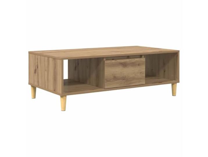 fsahslih Couchtisch Artisan-Eiche 102x55x35 cm Holzwerkstoff Stilvoller Wohnzimmertisch mit 3 Fächern und Klapptüren zum Verstauen von Magazinen und Snacks im Alltag.