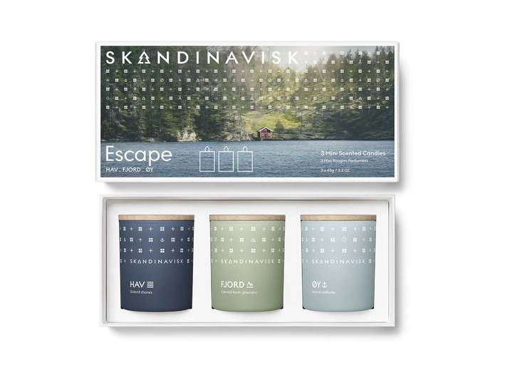 Skandinavisk Ensemble cadeau de mini bougies parfumées ESCAPE, 3 pièces 65 g