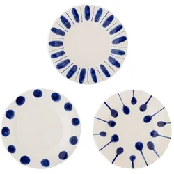 Bloomingville Linora Dessert Teller-Set 3er, Blau, Ø 22 cm