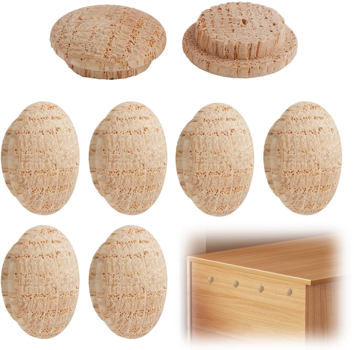 Solidchoice - Set van 8 ronde houten caps voor meubels