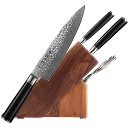 Hezhen - Damastmesser Set 5-teilig mit Block - B1Z Classic Serie