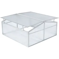 lovingHome® Doppelgewächshaus, Frühbeet, Mini-Garten Gewächshaus ca. 100 x 100 x 48 cm