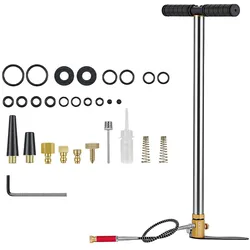 VEVOR PCP-Handpumpe 3-stufig, Hochdruckpumpe 25,82 MPa, Standpumpe mit Öl-Wasser-Filter, Manometer und Edelstahlgehäuse, für Luftgewehre, Paintball, Reifenbefüllung und Schlauchboote