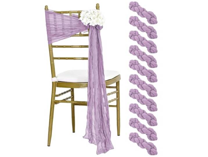 Stuhlschleifen für Hochzeiten 20PCS 40x275cm Hochzeit Grün Stuhl Schärpen Dekoration Gaze Bogen Abdeckung for Empfang party(20PCS light purple)